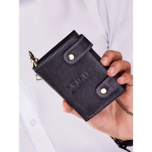 Czarny portfel pionowy Always Wild 2901-BIC – profil boczny / Black vertical wallet Always Wild 2901-BIC – side view